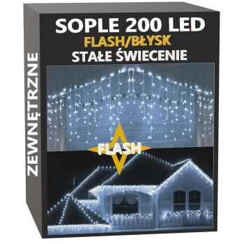 sople 200 led stałe+flash zimna biel 1