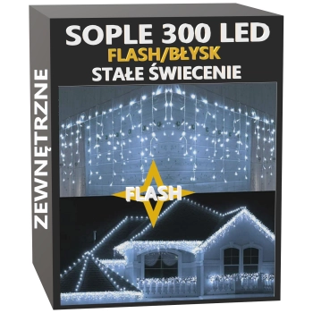 sople 300 led stałe+flash zimna biel 1