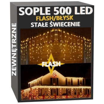 sople 500 led stałe+flash ciepła biel 1